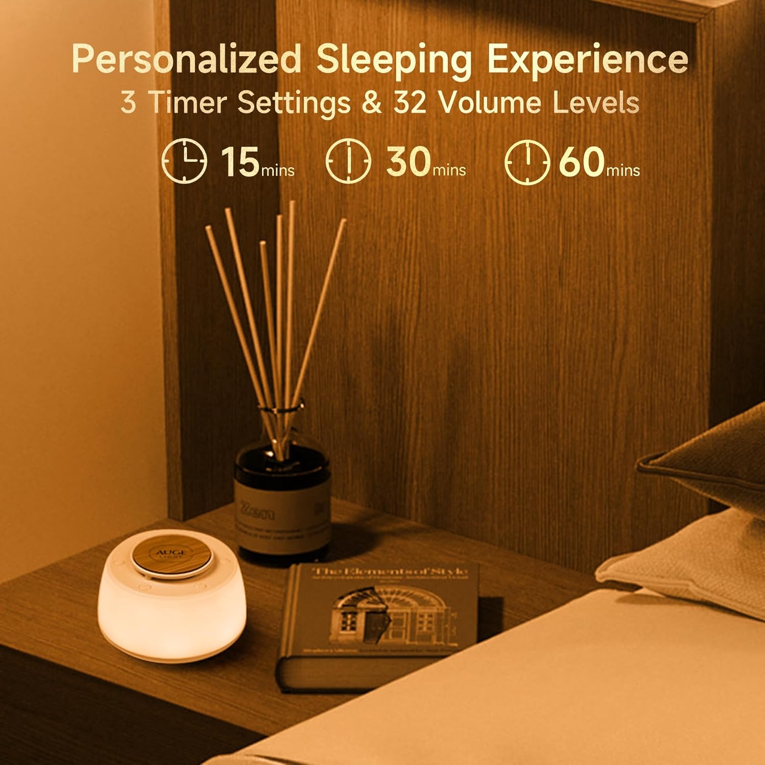 4 - in 1 White Noise Sound Machine with Night Lights 30 Soothing Sounds 32 Volume Levels 3 Timers, Portable Sleep Machine for Baby Kids Adults, Sound Therapy Nightstand for Home Travel - Auge Light