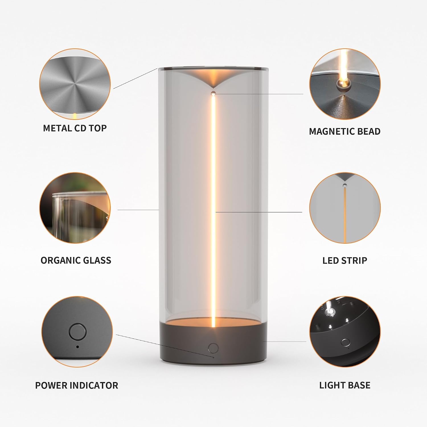 Auge Light 12.76 in Extra Large Cordless Table Lamps Modern Table Lamp 3-Level Dimming Night Lights