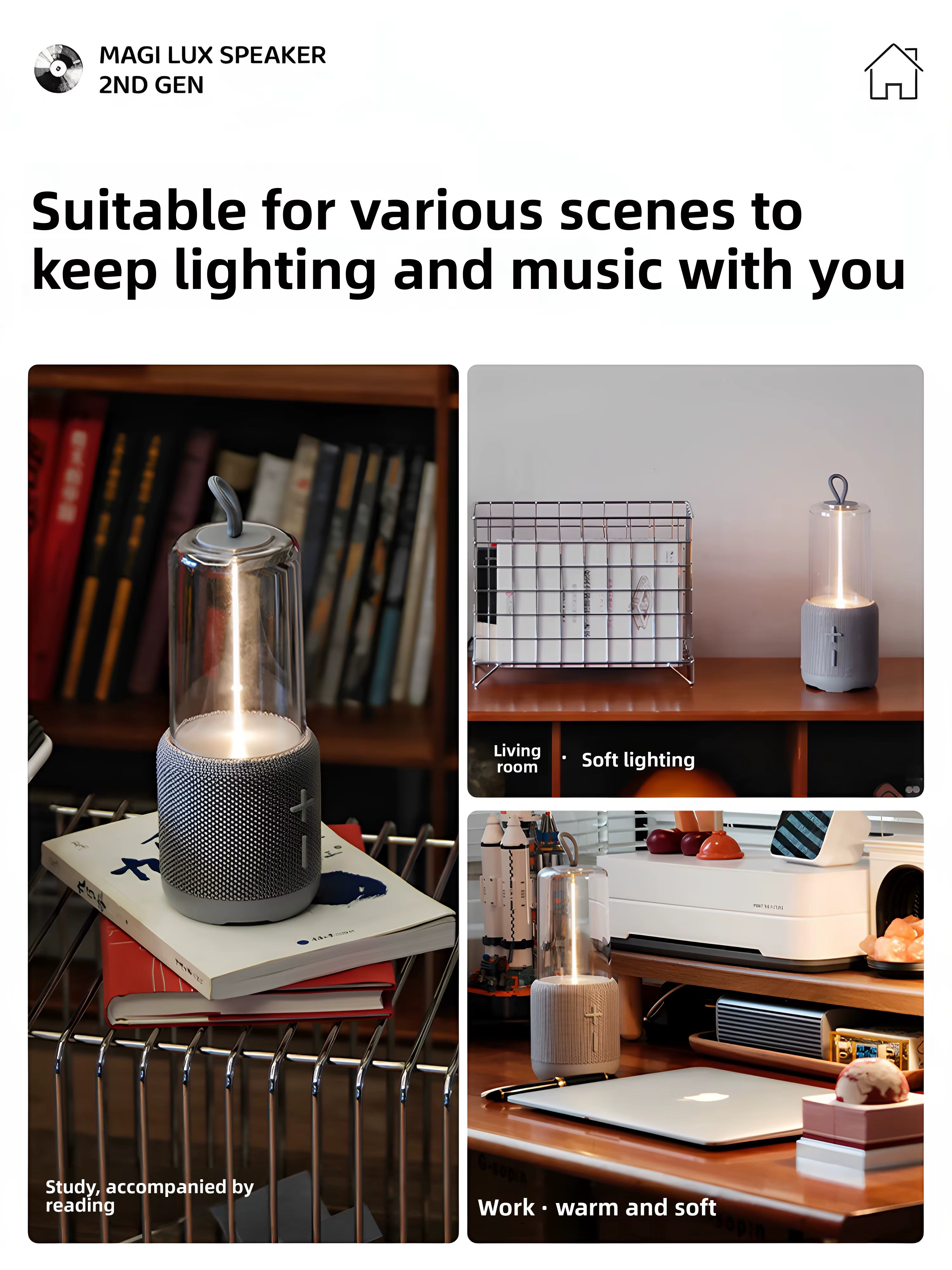 AUGELIGHT Bluetooth Speaker Modern Multifunctional Night Desk Lamp Atmosphere Light Battery Powered Magilux Speaker Lamp, Perfect for your office, nightstand or dorm room