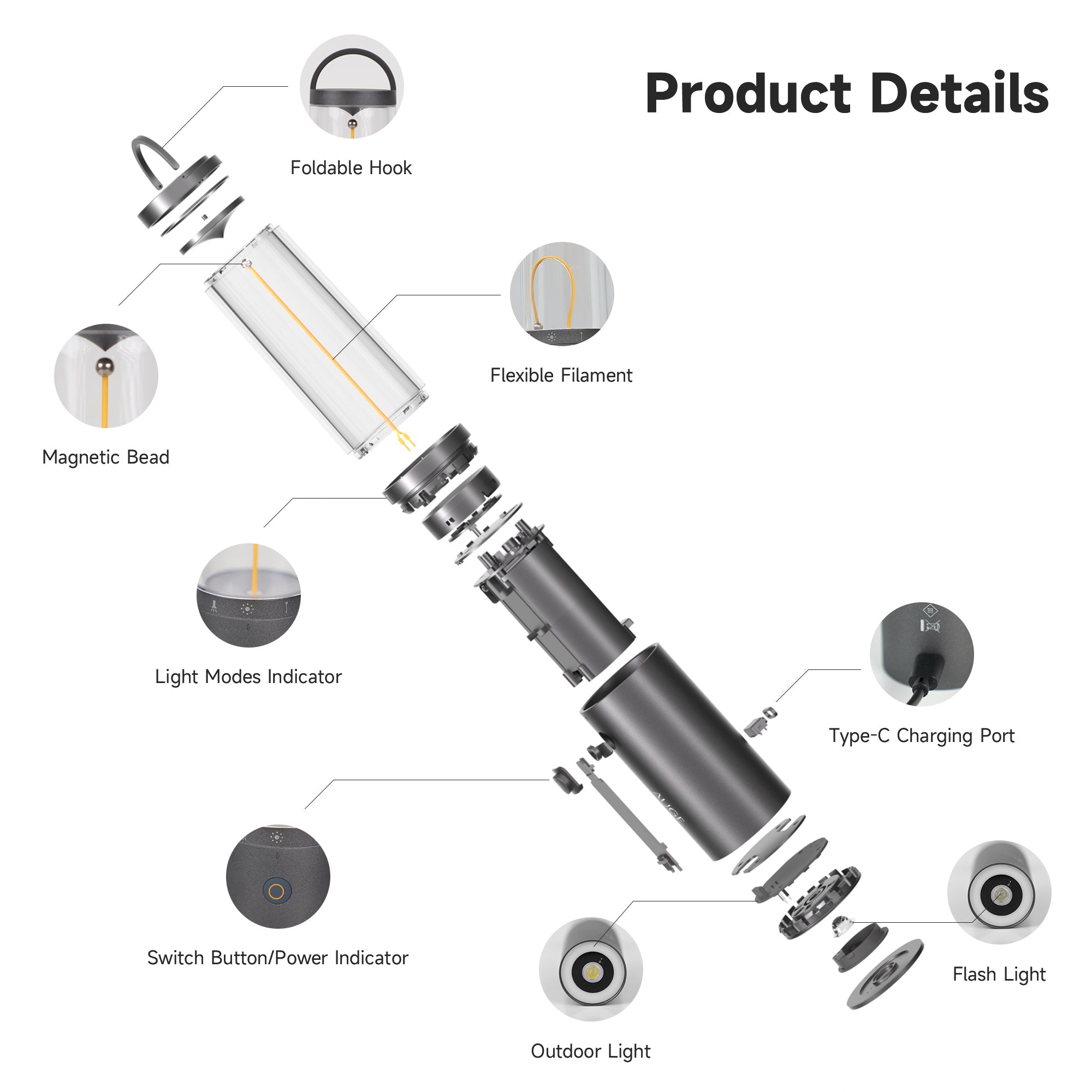 Auge Light 4 - in - 1 Portable Camping Lantern - Auge Light