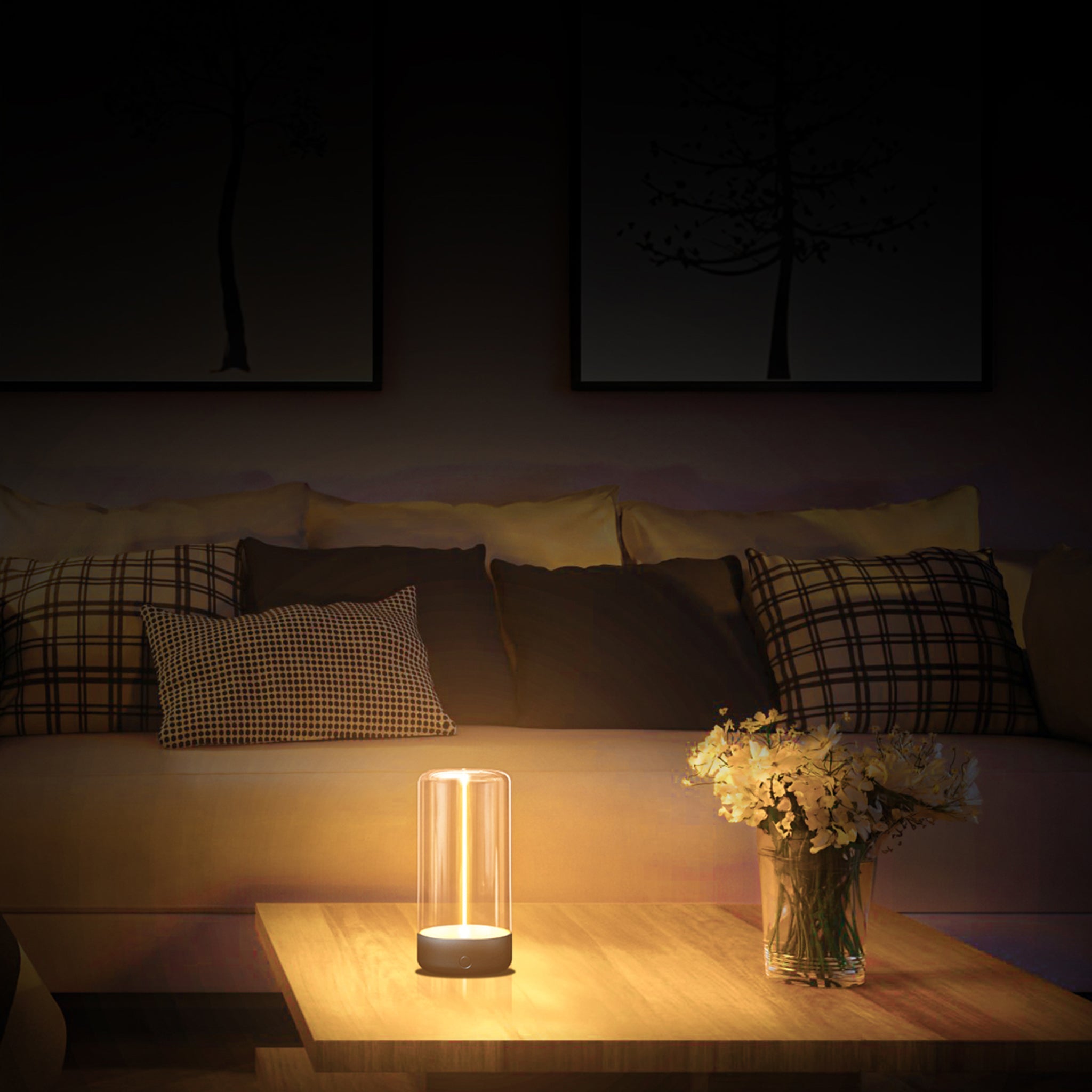 Auge Light's modern bedside table lamps with LED night light, the perfect night lamp for a stylish bedroom.