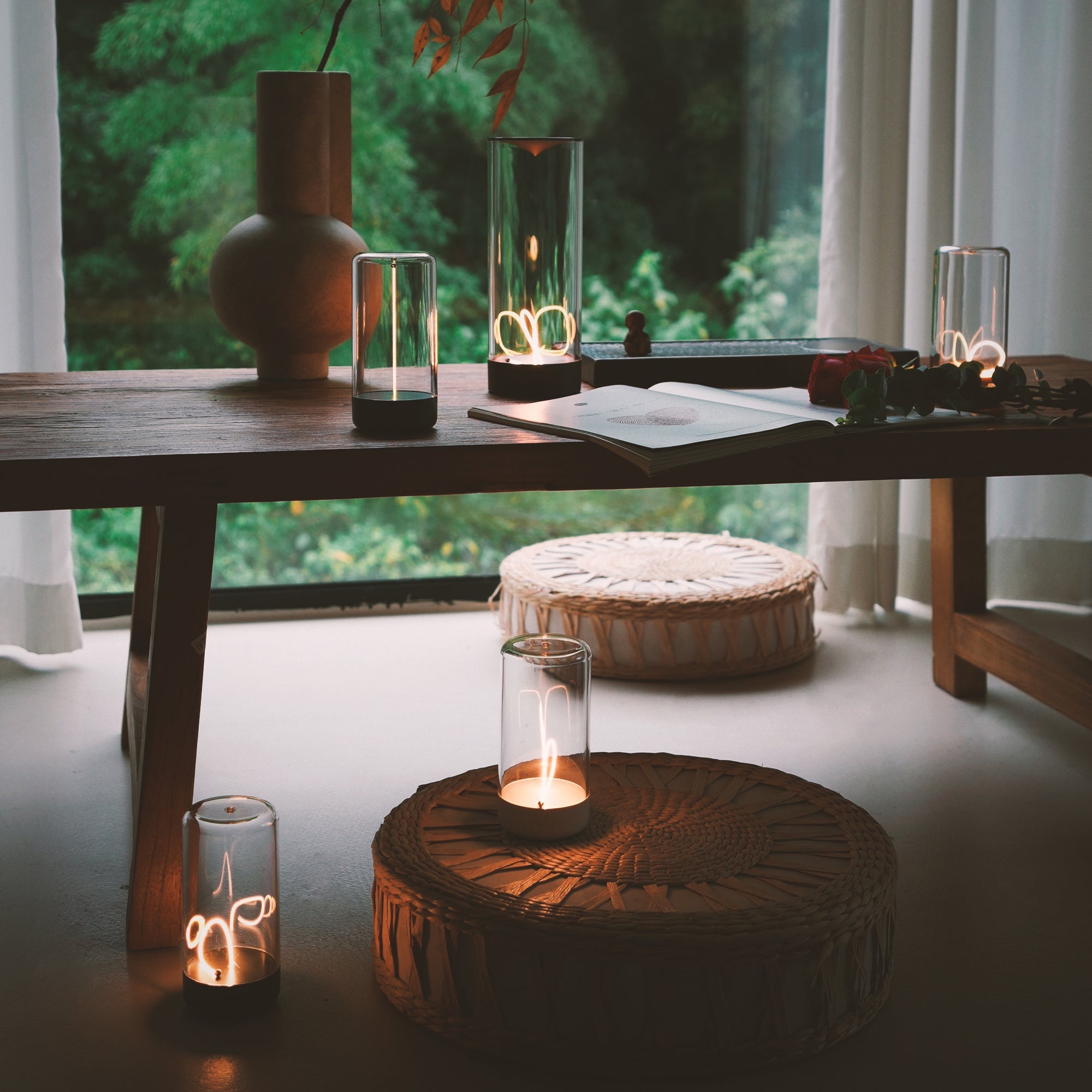 Sleek night lamp by Auge Light, featuring modern bedside table lamps with LED night light for cozy illumination.