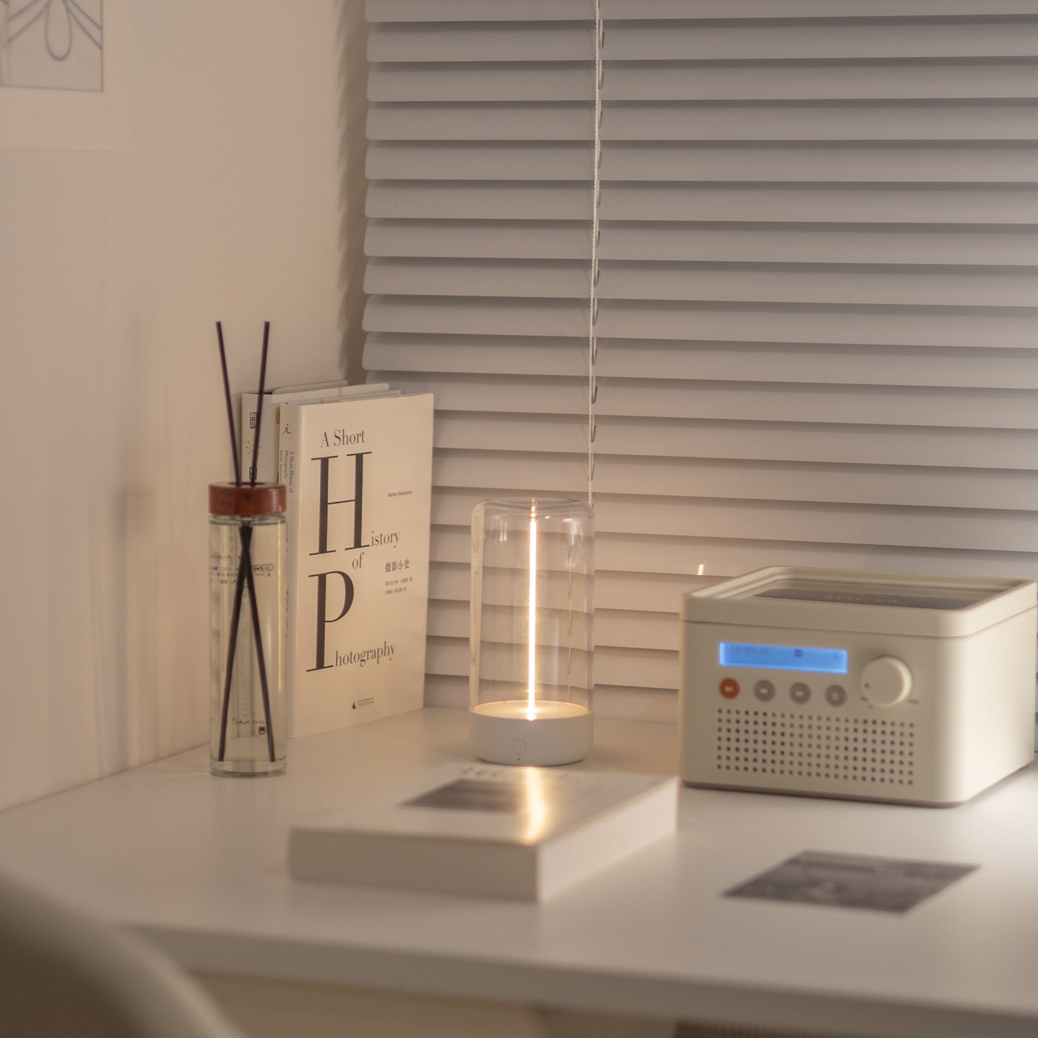 Modern LED night lamp by Auge Light, ideal for bedside tables, offering elegant and functional lighting.