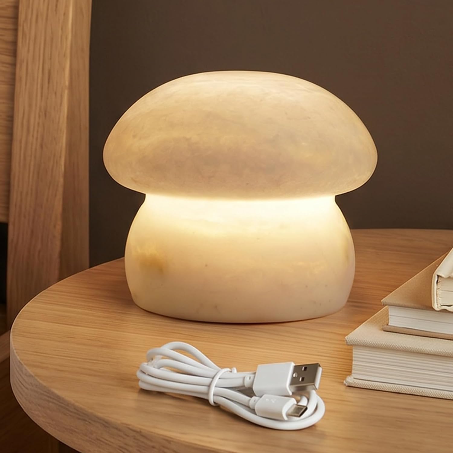 AUGE LIGHT Marble Touch Desk Lamp, Cordless Rechargeable LED Ambient Night Light, 3 - Level Dimmable Warm Glow Table Lamp for Bedroom, Nightstand, Living Room & Modern Home Decor - Auge Light