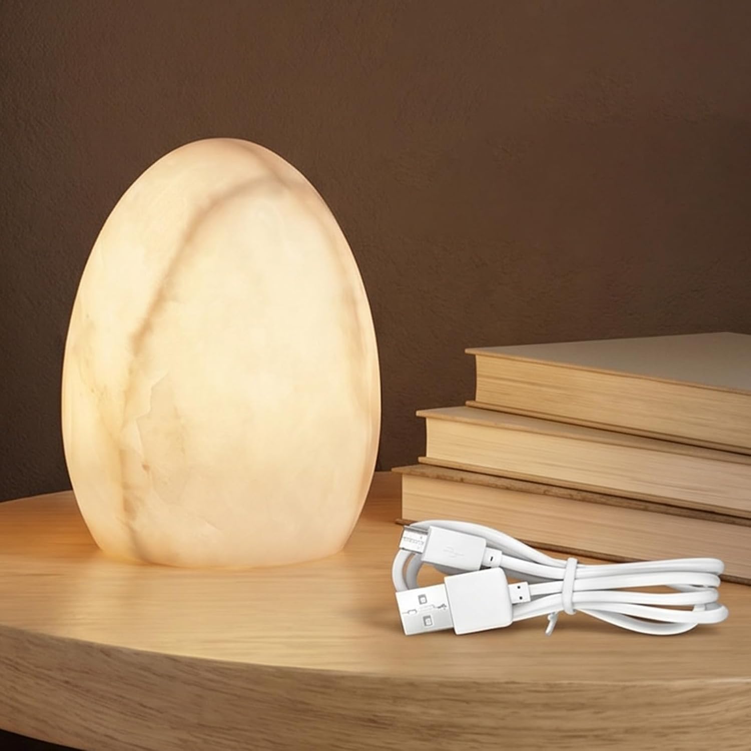 AUGE LIGHT Marble Touch Desk Lamp, Cordless Rechargeable LED Ambient Night Light, 3 - Level Dimmable Warm Glow Table Lamp for Bedroom, Nightstand, Living Room & Modern Home Decor - Auge Light