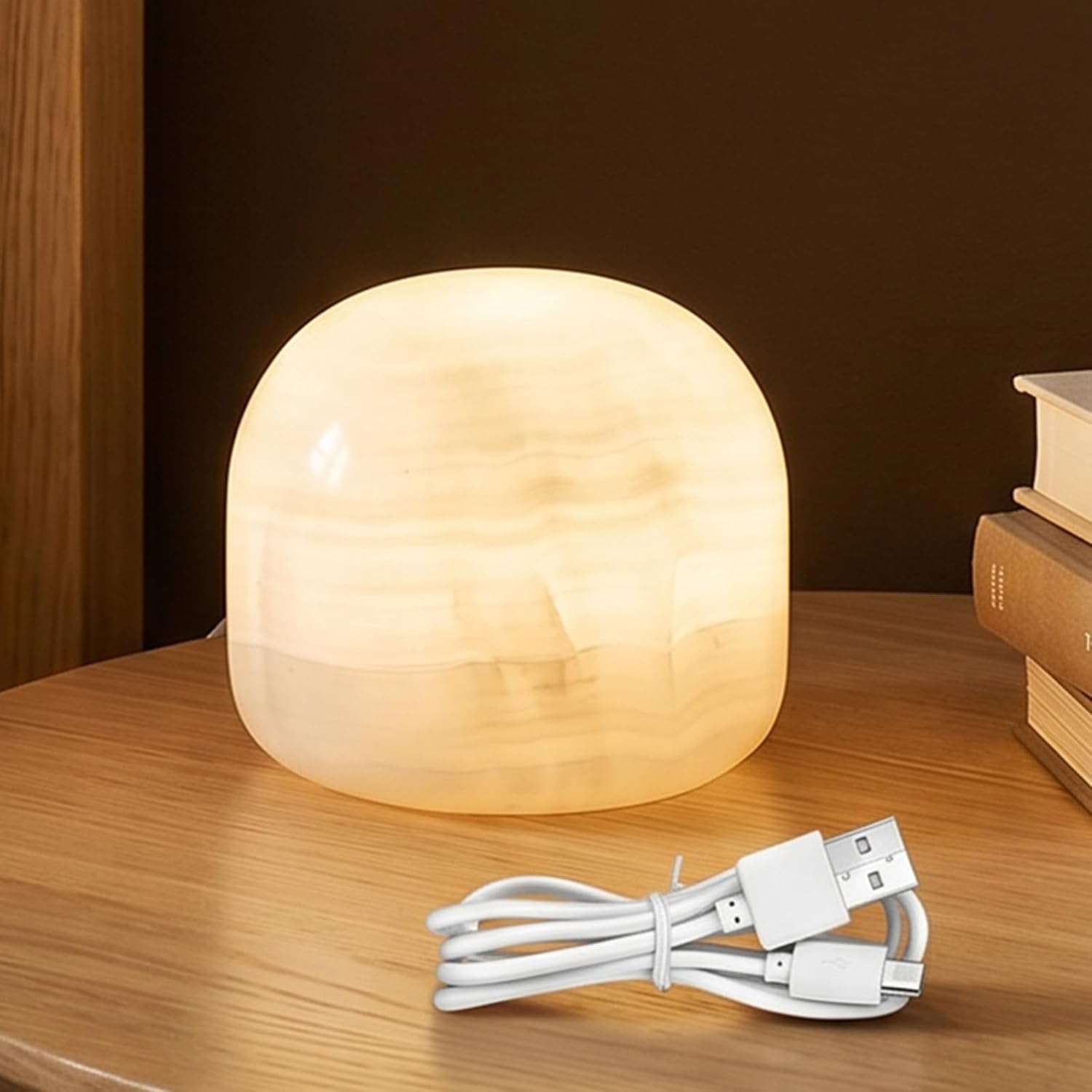 AUGE LIGHT Marble Touch Desk Lamp, Cordless Rechargeable LED Ambient Night Light, 3 - Level Dimmable Warm Glow Table Lamp for Bedroom, Nightstand, Living Room & Modern Home Decor - Auge Light