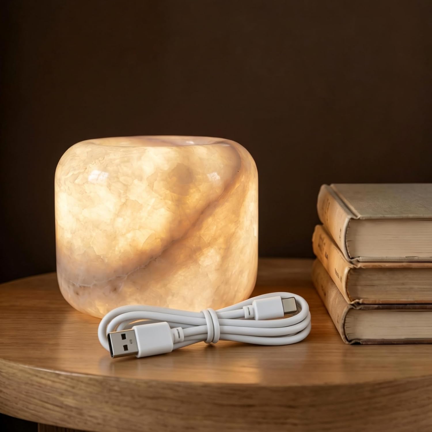 AUGE LIGHT Marble Touch Desk Lamp, Cordless Rechargeable LED Ambient Night Light, 3 - Level Dimmable Warm Glow Table Lamp for Bedroom, Nightstand, Living Room & Modern Home Decor - Auge Light