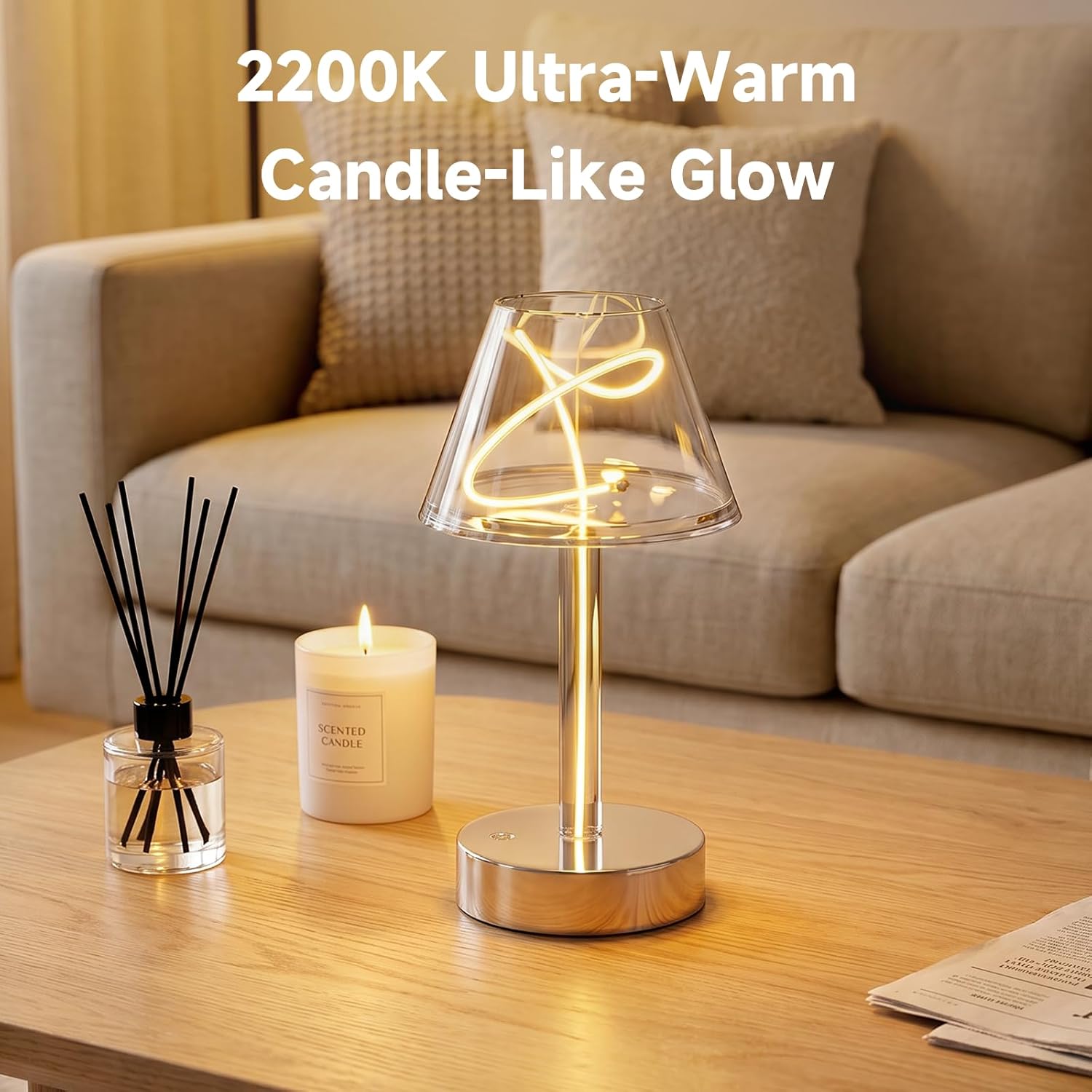 Augelight Dora series Modern Artistic Filament Table Lamp, Warm Ambient Desk Light with Sculptural Glowing Filament Design, Minimalist Mood Lamp for Bedroom, Living Room, Office & Coffee Bar Décor - Auge Light