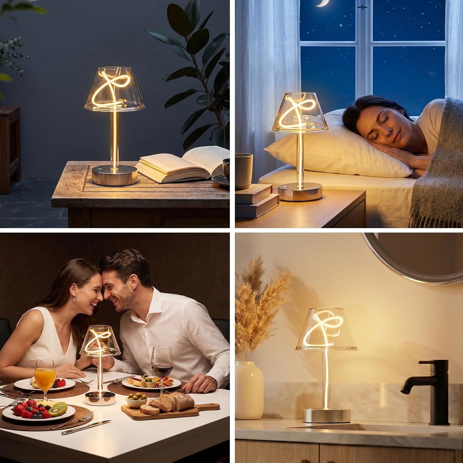 Augelight Dora series Modern Artistic Filament Table Lamp, Warm Ambient Desk Light with Sculptural Glowing Filament Design, Minimalist Mood Lamp for Bedroom, Living Room, Office & Coffee Bar Décor - Auge Light