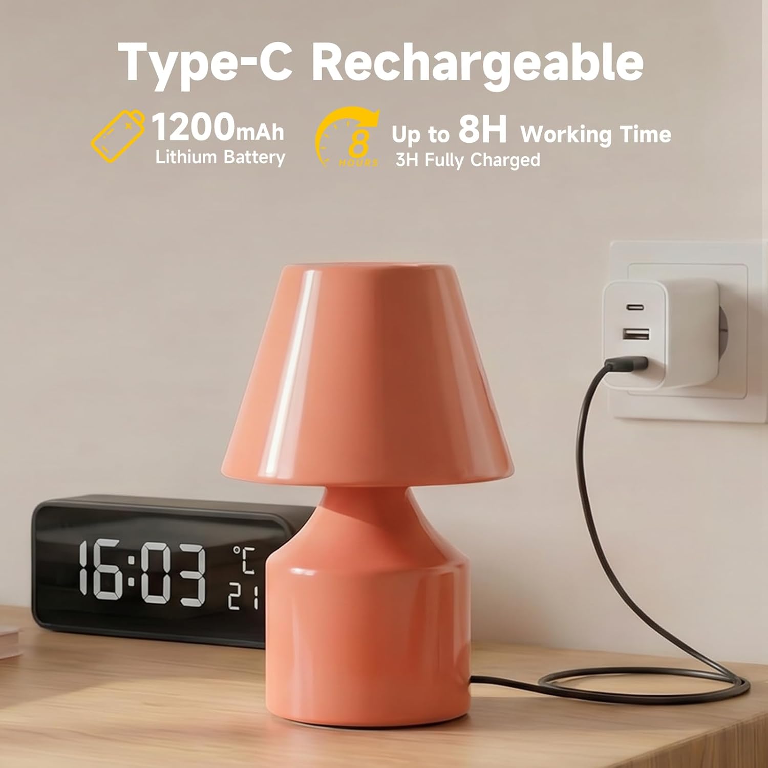 AugeLight TAPO Series Tap Control Mini Desk Lamp, Dimmable Touch Night Light, Portable LED Bedside Lamp with 3 Brightness Levels, Soft Ambient Lighting for Bedroom, Nursery, Office & Dorm - Auge Light