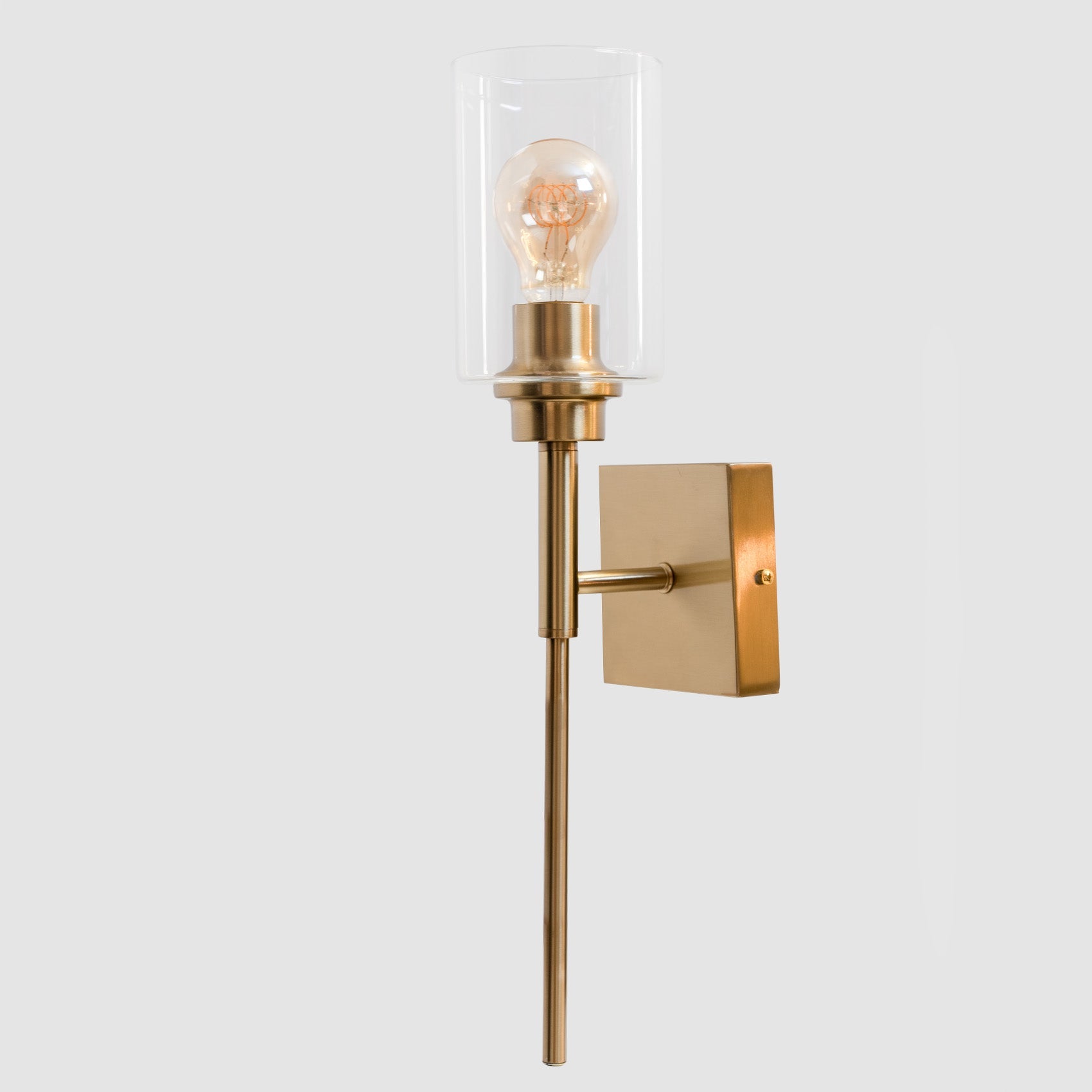 Modern 1 - Light Bathroom Wall Light, Brushed Vanity Light Fixture with Clear Glass Shade, E26 CRI90 Bulb Included, Wall Sconce for Mirror, Bedroom, Hallway Living Room - Auge Light