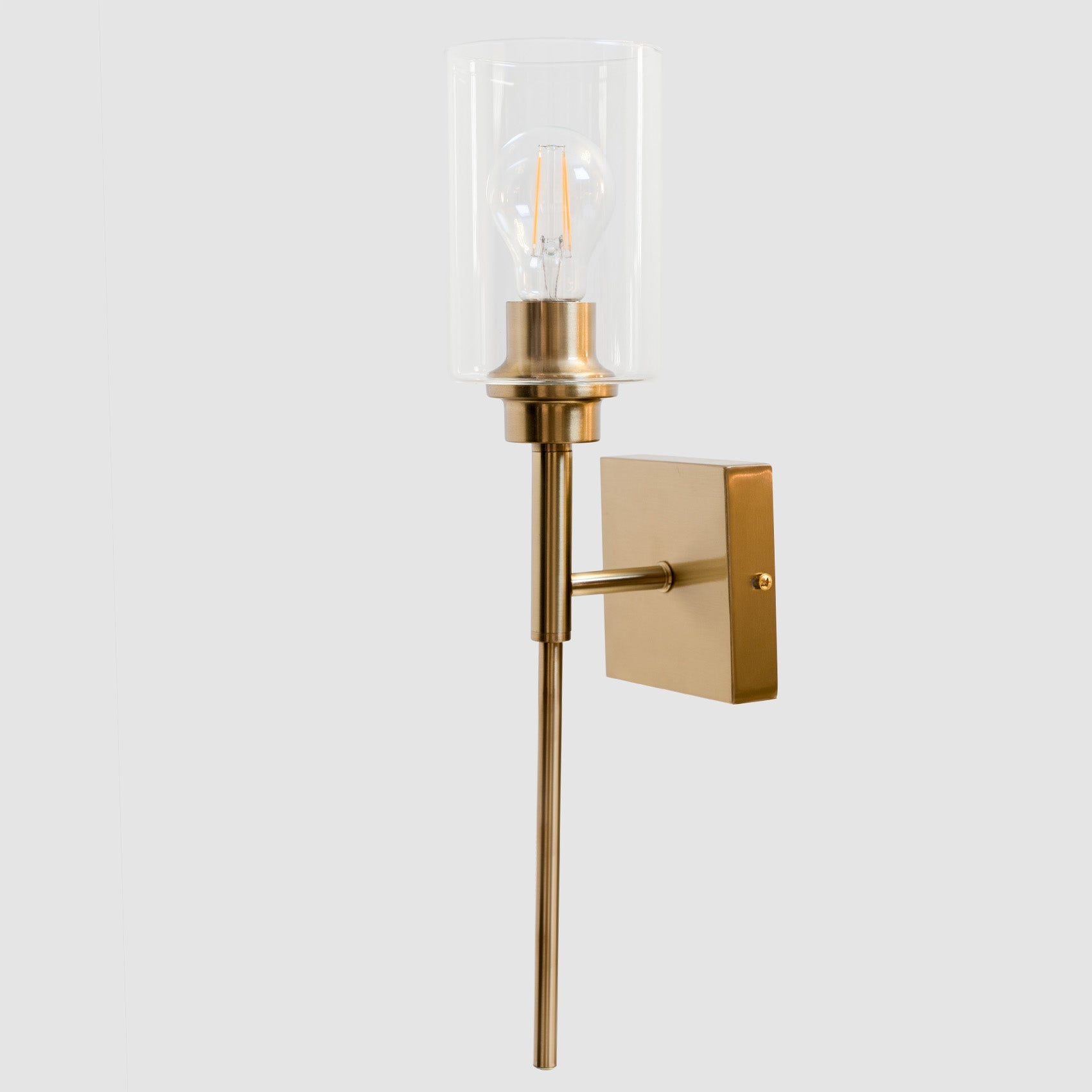 Modern 1 - Light Bathroom Wall Light, Brushed Vanity Light Fixture with Clear Glass Shade, E26 CRI90 Bulb Included, Wall Sconce for Mirror, Bedroom, Hallway Living Room - Auge Light