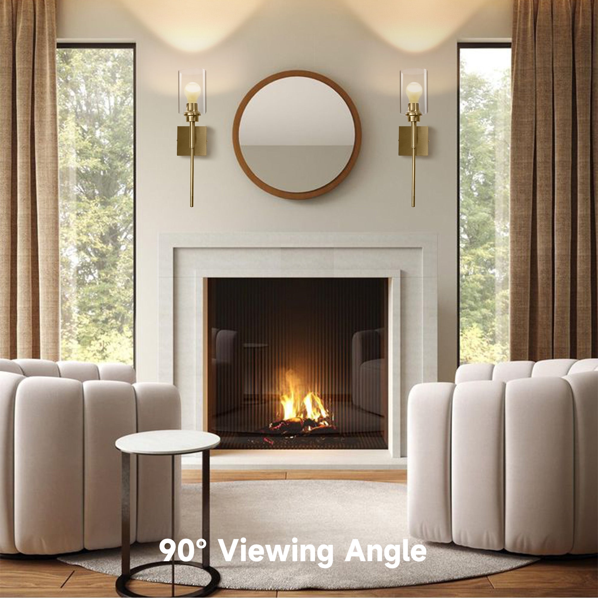 Modern 1 - Light Bathroom Wall Light, Brushed Vanity Light Fixture with Clear Glass Shade, E26 CRI90 Bulb Included, Wall Sconce for Mirror, Bedroom, Hallway Living Room - Auge Light