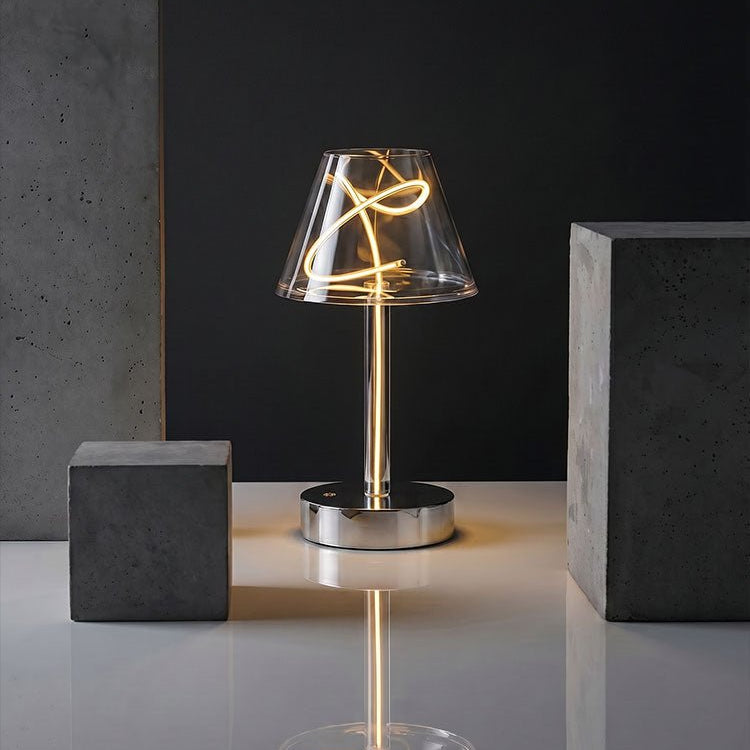 Modern Artistic Filament Table Lamp, Warm Ambient Desk Light with Sculptural Glowing Filament Design, Minimalist Mood Lamp for Bedroom, Living Room, Office & Coffee Bar Décor - Auge Light