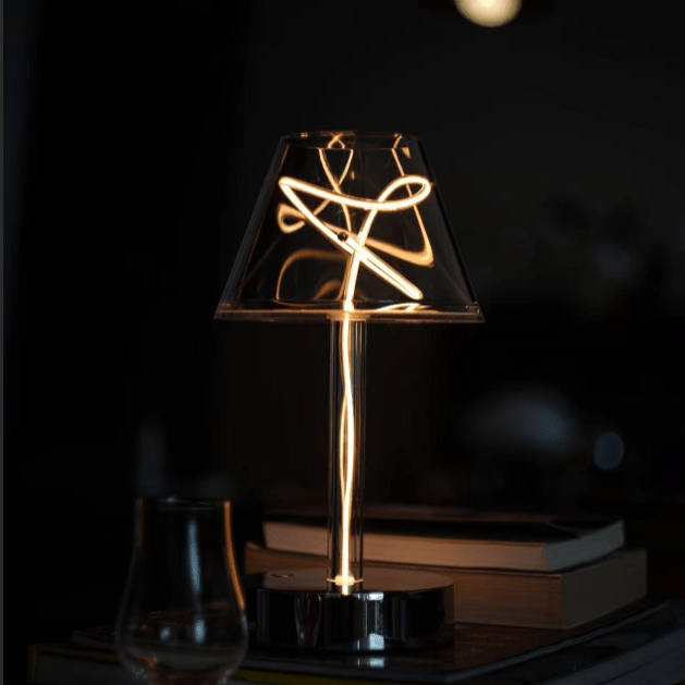 Modern Artistic Filament Table Lamp, Warm Ambient Desk Light with Sculptural Glowing Filament Design, Minimalist Mood Lamp for Bedroom, Living Room, Office & Coffee Bar Décor - Auge Light