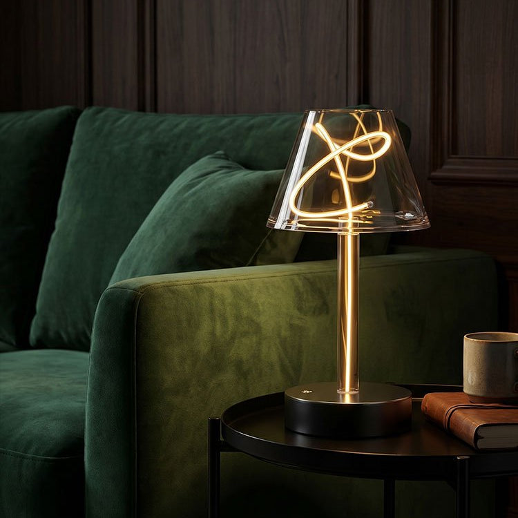 Modern Artistic Filament Table Lamp, Warm Ambient Desk Light with Sculptural Glowing Filament Design, Minimalist Mood Lamp for Bedroom, Living Room, Office & Coffee Bar Décor - Auge Light