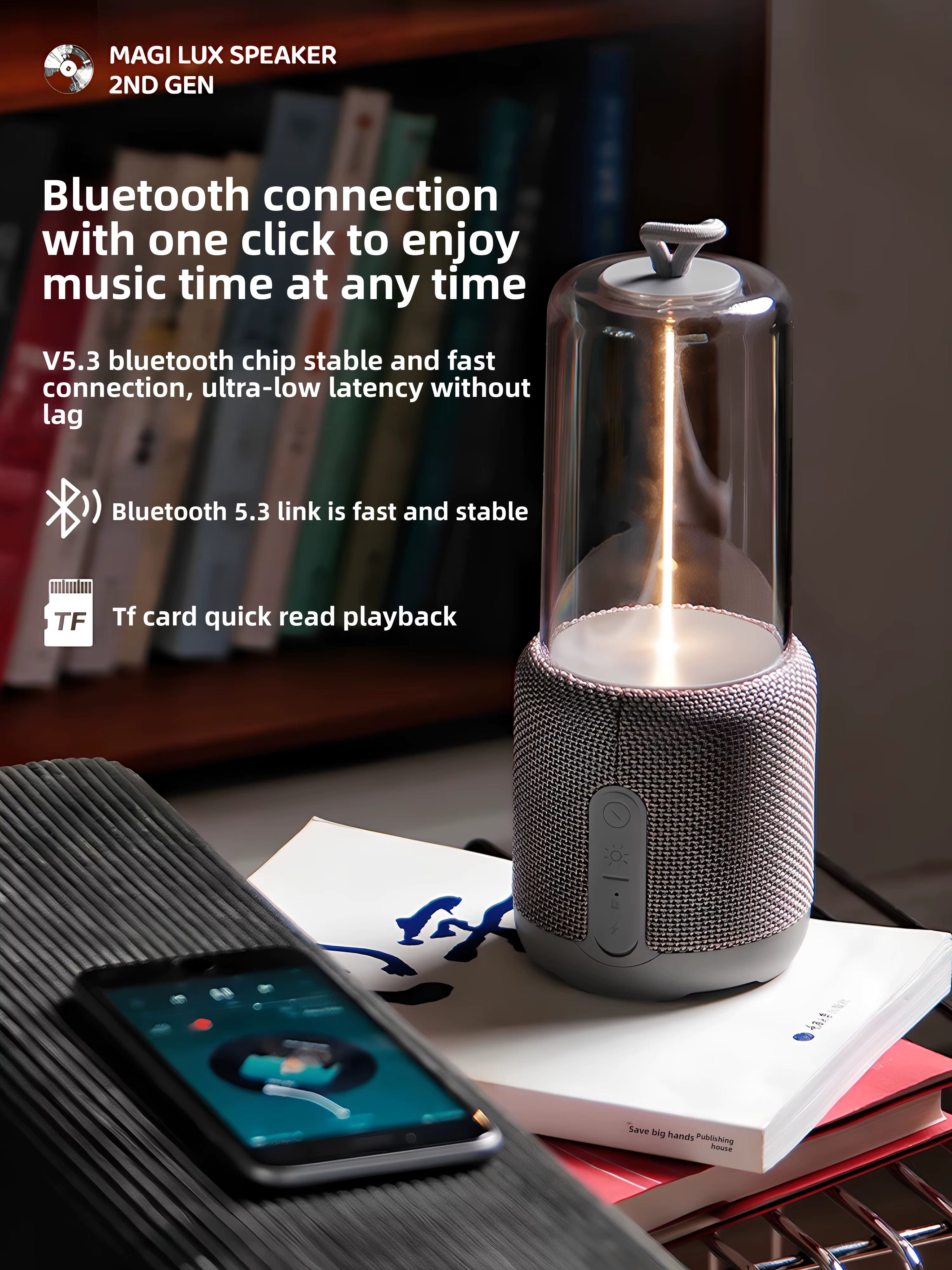 AUGELIGHT Bluetooth Speaker Modern Multifunctional Night Desk Lamp Atmosphere Light Battery Powered Magilux  Speaker Lamp,  Perfect for your office, nightstand or dorm room