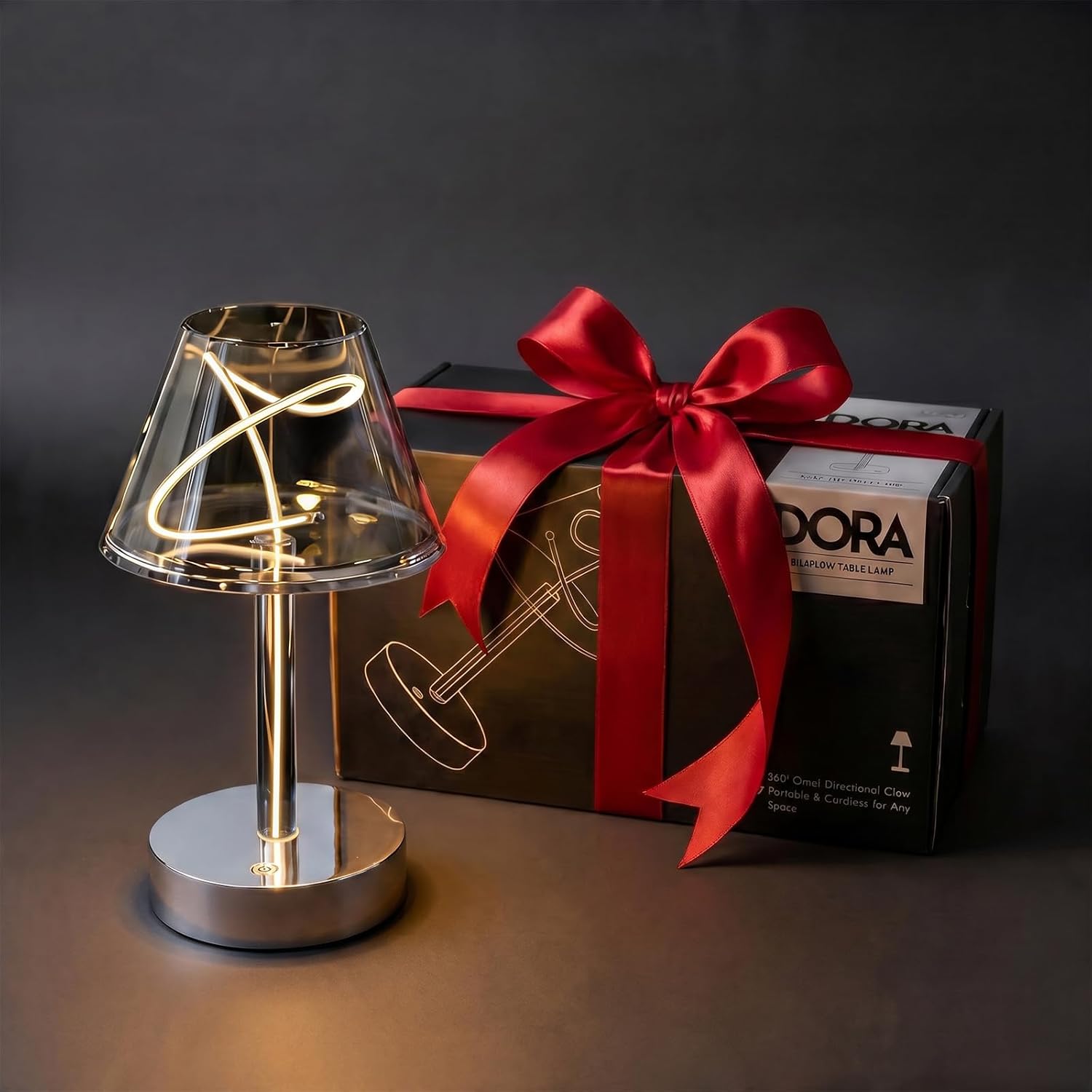Augelight Dora series Modern Artistic Filament Table Lamp, Warm Ambient Desk Light with Sculptural Glowing Filament Design, Minimalist Mood Lamp for Bedroom, Living Room, Office & Coffee Bar Décor - Auge Light