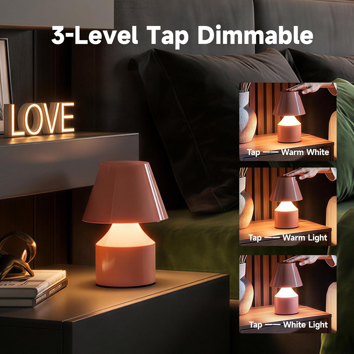 AugeLight TAPO Series Tap Control Mini Desk Lamp, Dimmable Touch Night Light, Portable LED Bedside Lamp with 3 Brightness Levels, Soft Ambient Lighting for Bedroom, Nursery, Office & Dorm - Auge Light