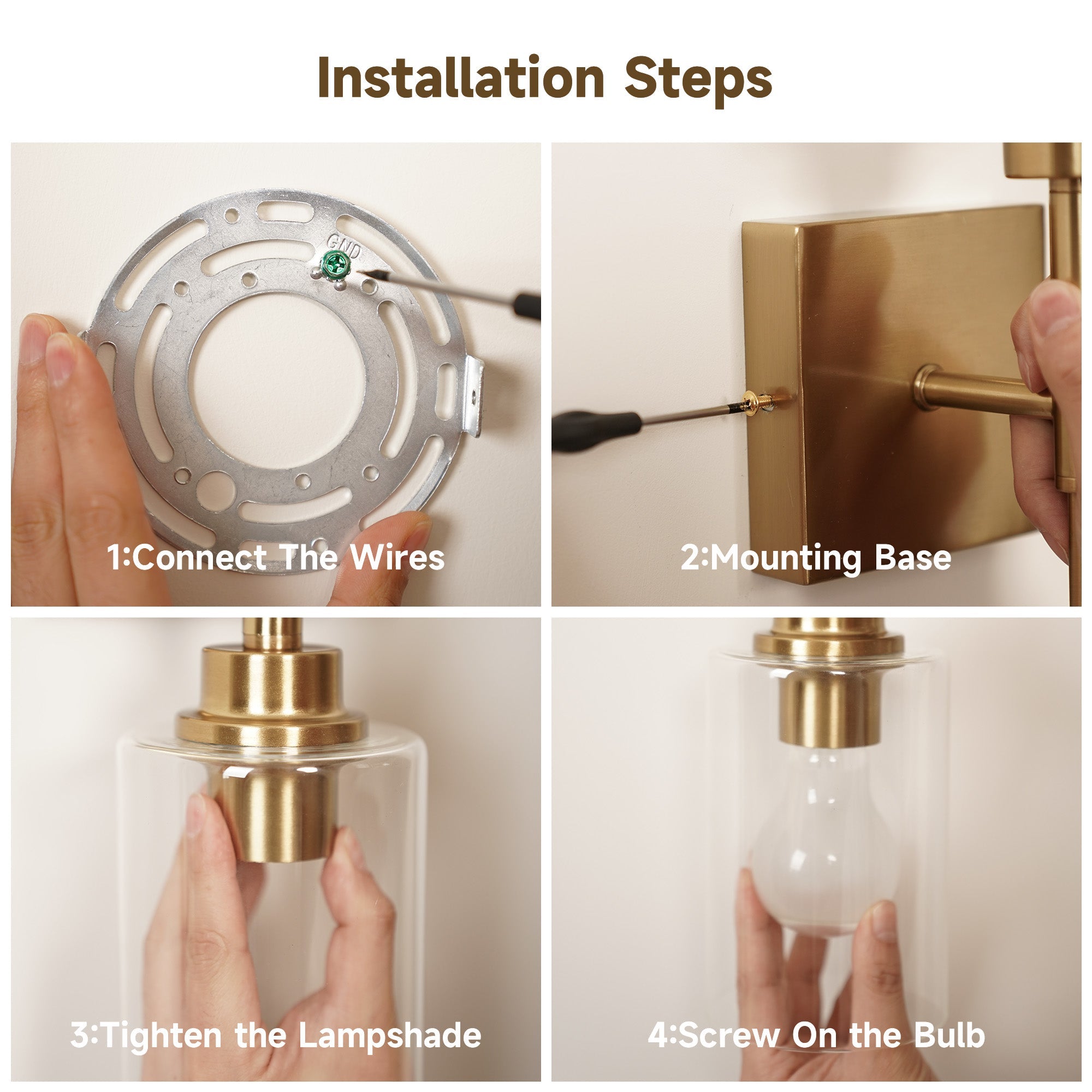 Modern 1 - Light Bathroom Wall Light, Brushed Vanity Light Fixture with Clear Glass Shade, E26 CRI90 Bulb Included, Wall Sconce for Mirror, Bedroom, Hallway Living Room - Auge Light