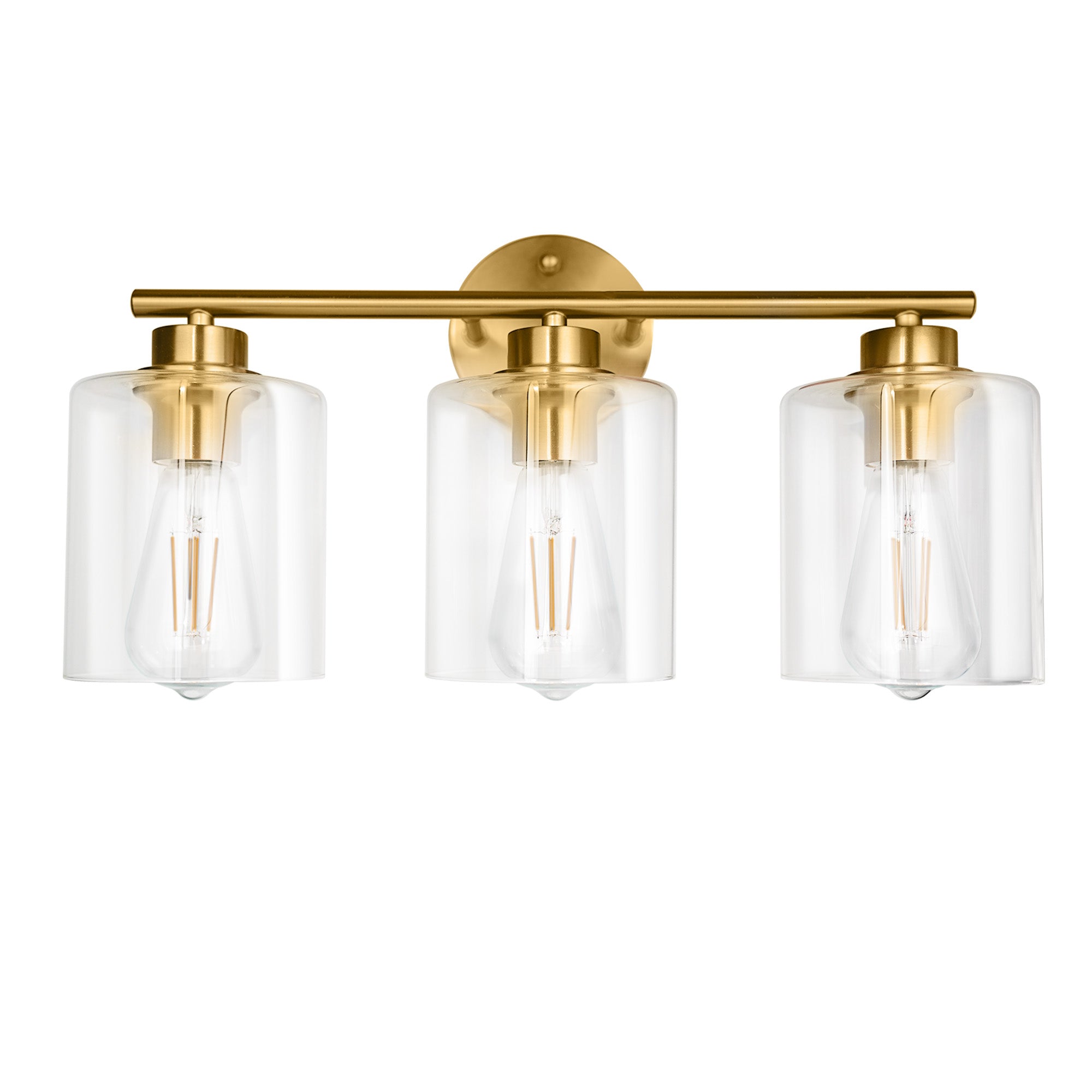 Modern 3 - Lights Bathroom Wall Light, Brushed Vanity Light Fixture with Clear Glass Shade, E26 CRI90 Bulb Included, Wall Sconce for Mirror, Bedroom, Hallway Living Room - Auge Light