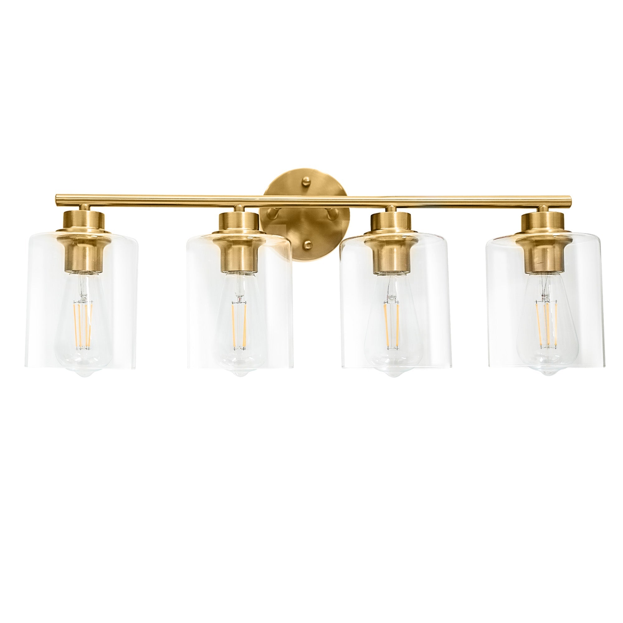 Modern 4 - Lighst Bathroom Wall Light, Brushed Vanity Light Fixture with Clear Glass Shade, E26 CRI90 Bulb Included, Wall Sconce for Mirror, Bedroom, Hallway Living Room - Auge Light